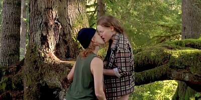 Lesbian chick are having girl on girl action in the woods