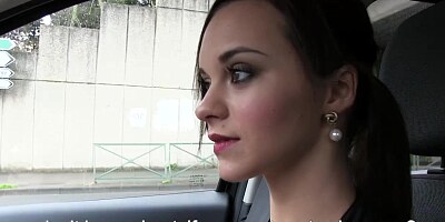 A stranded charming teen Lea Guerlin fucked inside the car