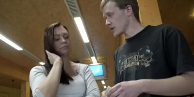 HUNT4K. Pretty Girl Fucked for Money in Front of BF and other People